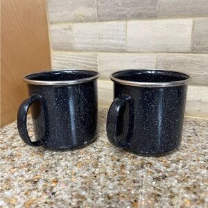 Speckled Black Enamel Coffee Tea Mugs Set